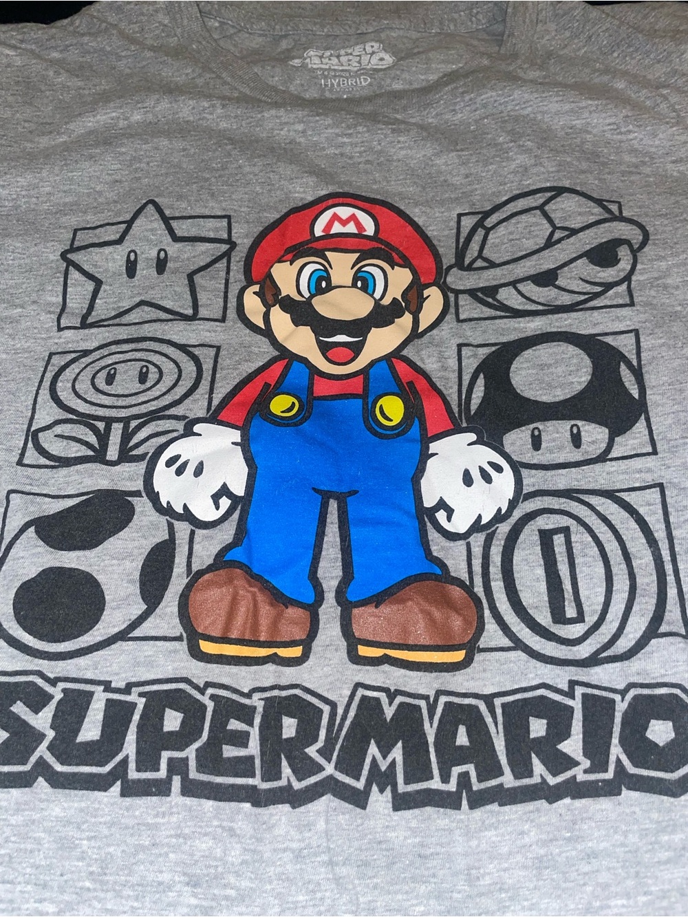 Nintendo Super Mario Graphic Tee shirt- Gray/Blue/Red